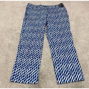 New York & Company Pants Straight Crop Blue White Pockets Women’s Size 4 NWT